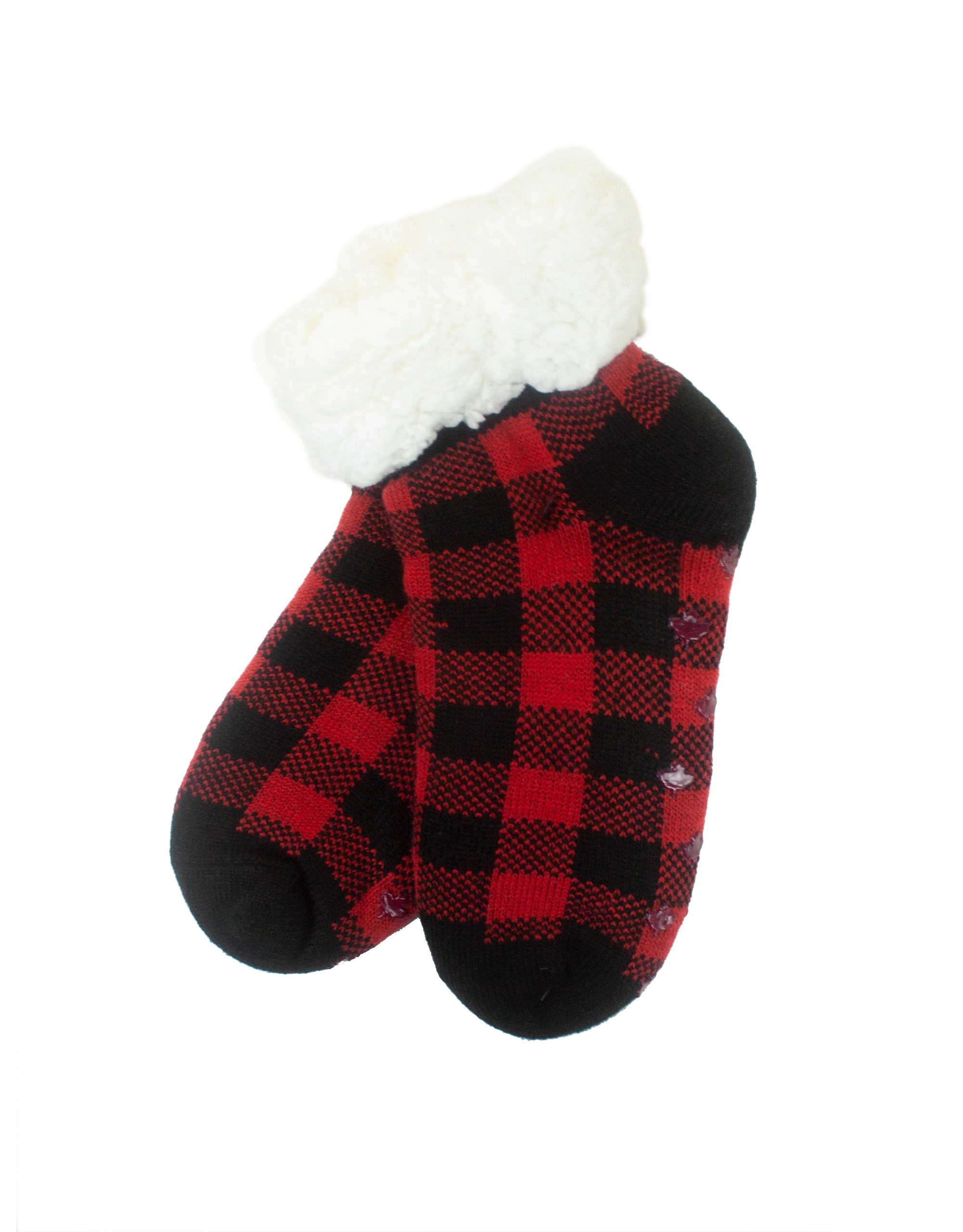 Cozy Maple Leaf Buffalo Plaid Socks Red Ankle Warmth